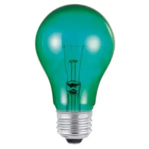 25 Watt A19 Incandescent Transparent Green E26 (Medium) Base, 120 Volt, Box