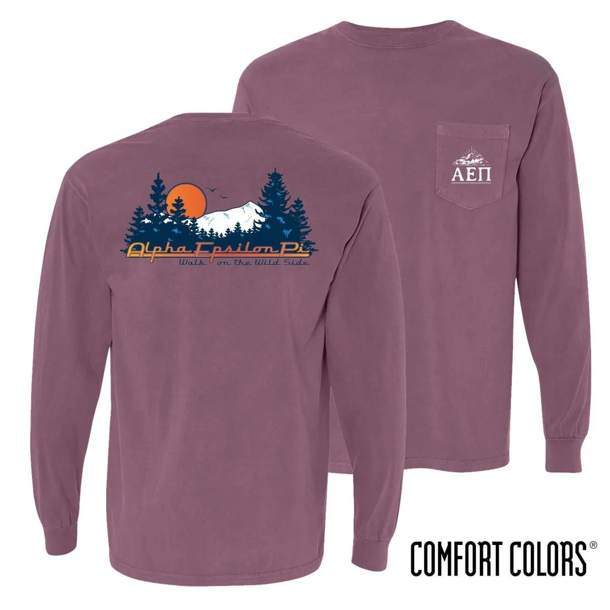 AEPi Comfort Colors Berry Retro Wilderness Long Sleeve Pocket Tee