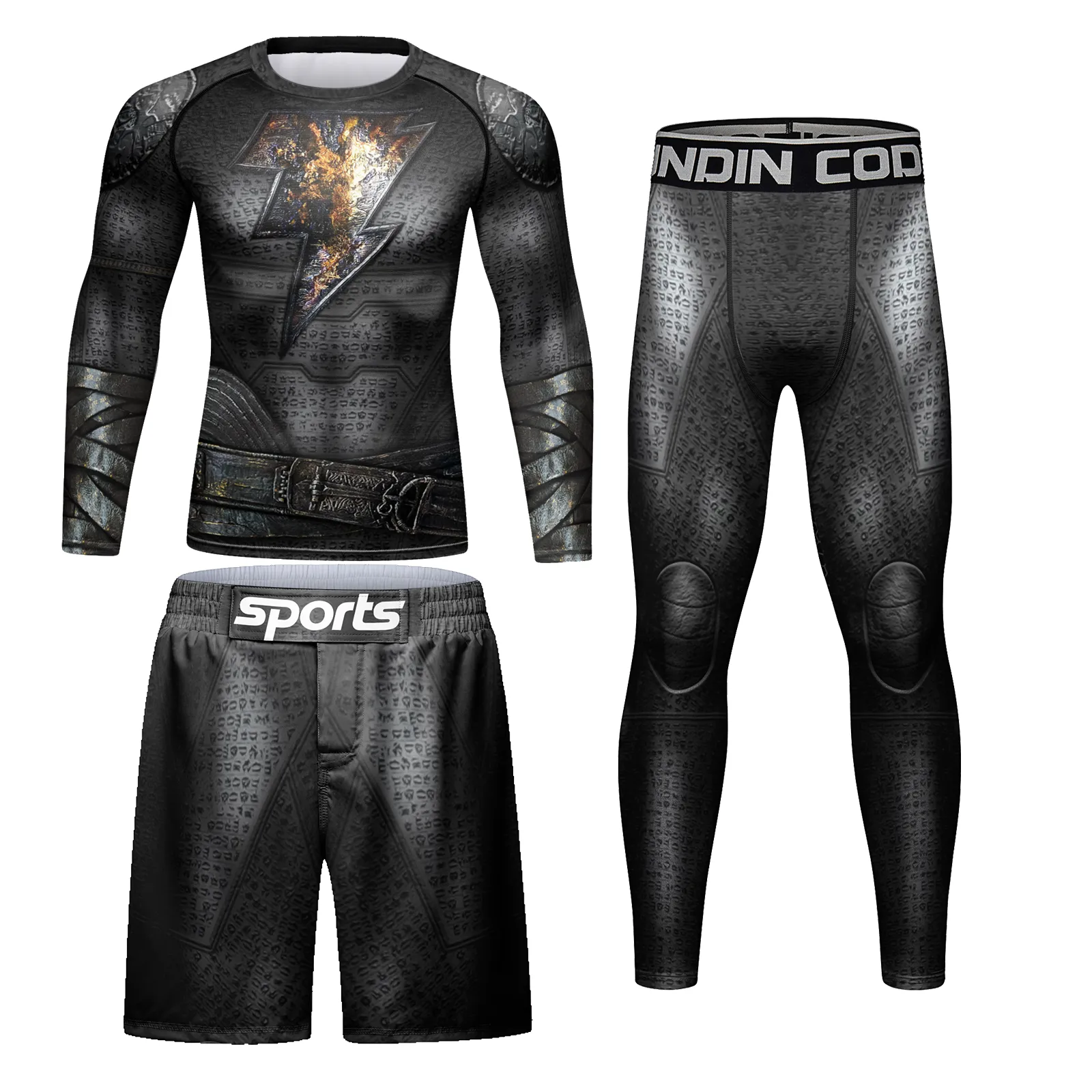 Black Adam Elite Three Piece Compression Rashguard Set