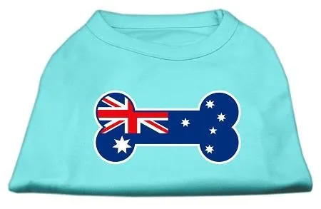 Bone Shaped Australian Flag Screen Print Shirts Aqua L (14)