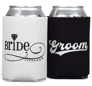 Bride/Groom Wedding Can Coolers