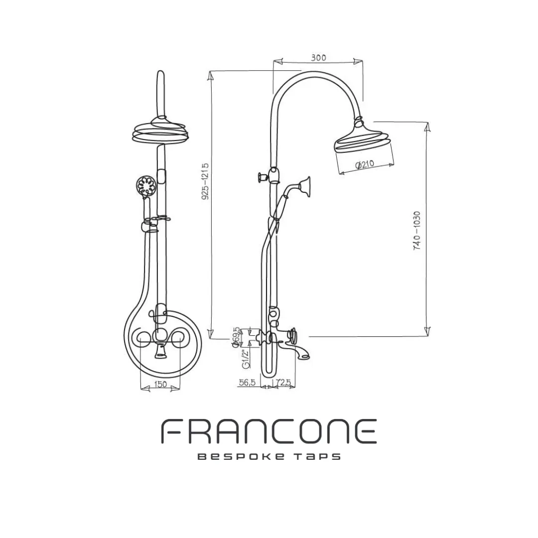 BTS29 Column shower with hand shower and two handles