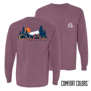 Chi Phi Comfort Colors Berry Retro Wilderness Long Sleeve Pocket Tee