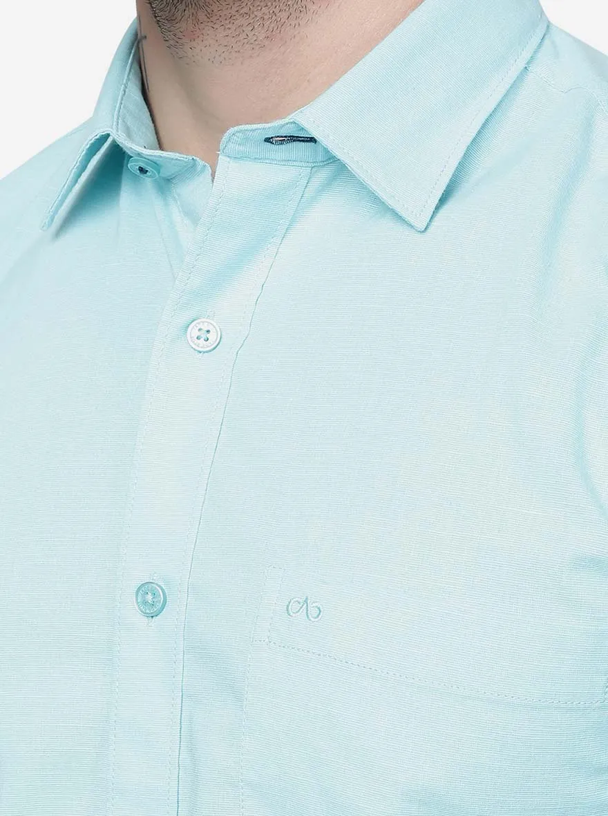 Firozi Solid Slim Fit Semi Casual Shirt | JadeBlue