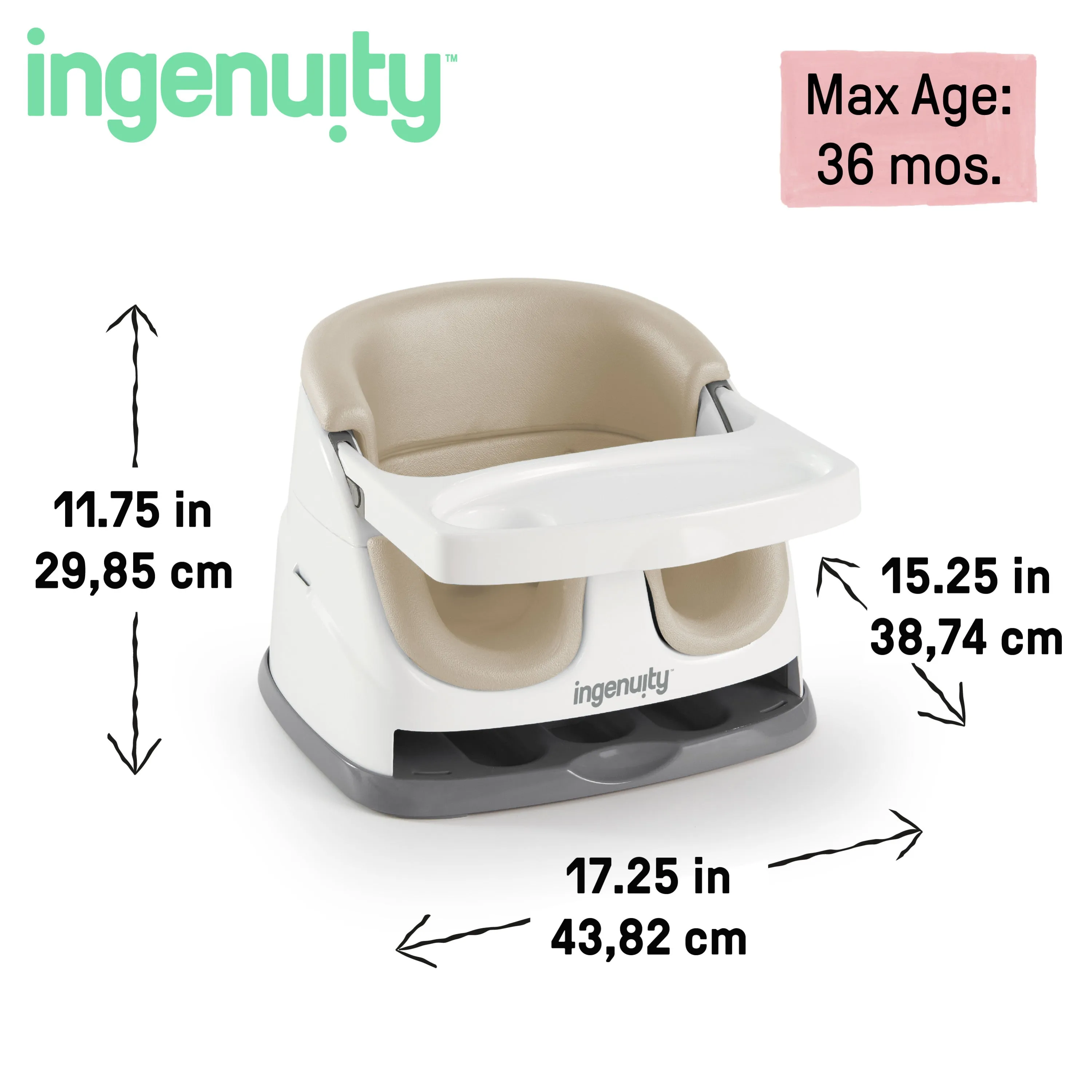 Ingenuity Baby Base 2-in-1 Booster Feeding and Floor Seat, Cashmere