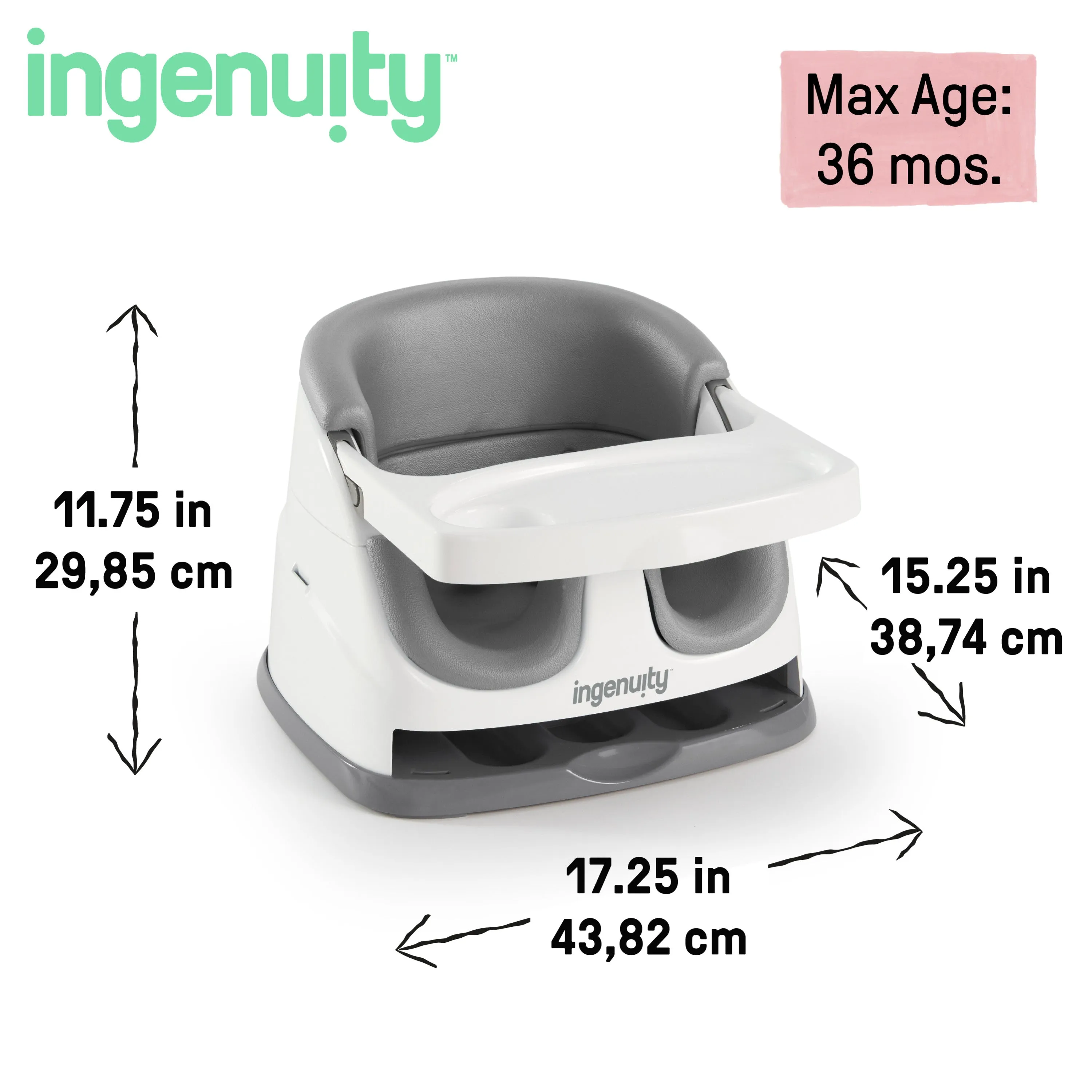 Ingenuity Baby Base 2-in-1 Booster Feeding and Floor Seat, Slate