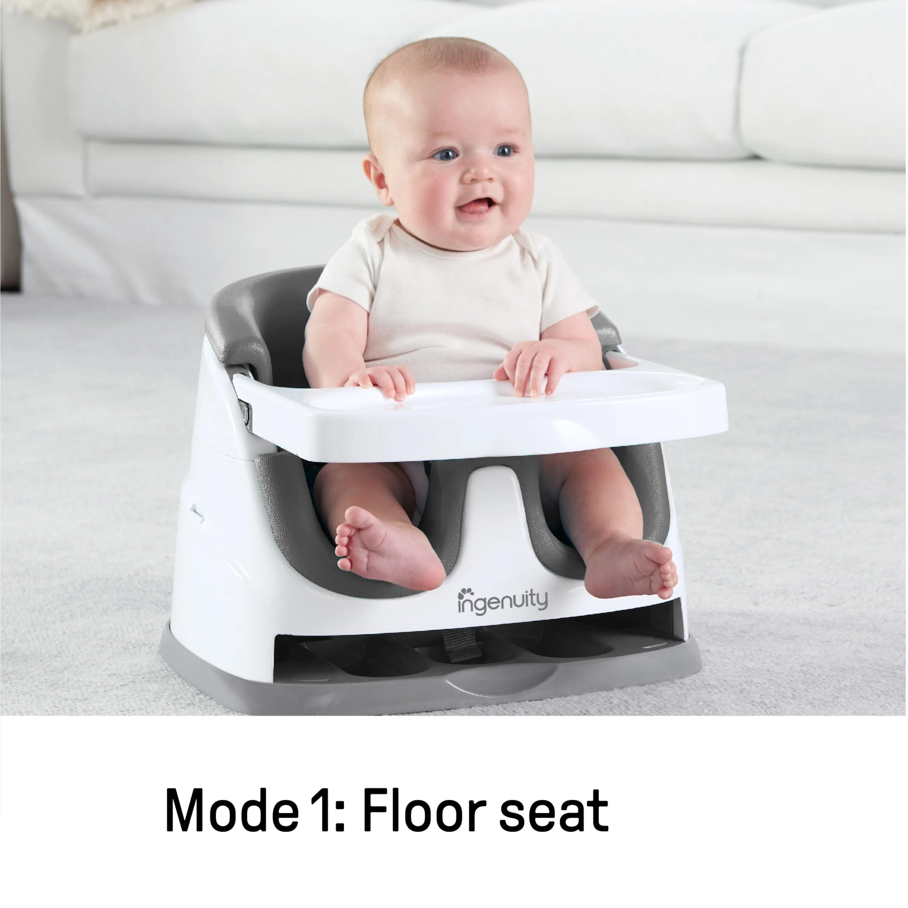 Ingenuity Baby Base 2-in-1 Booster Feeding and Floor Seat, Slate