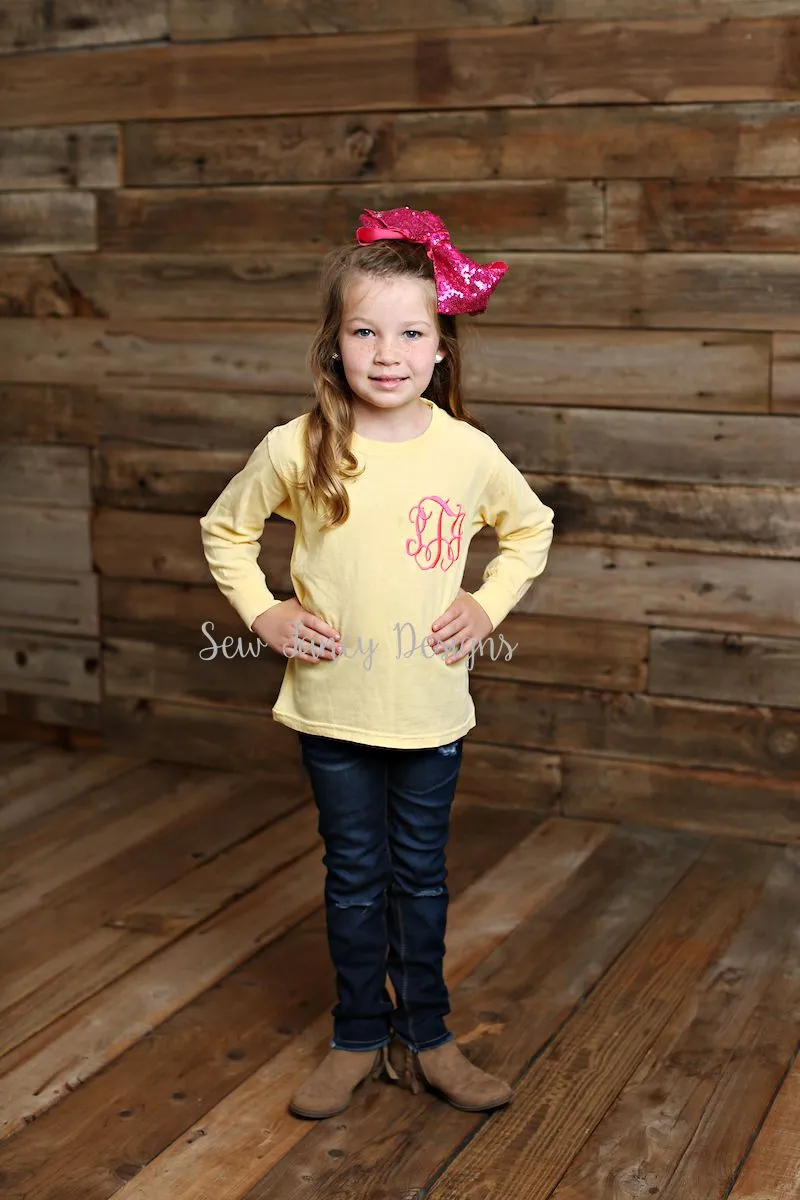 Kids Long Sleeve Monogrammed T Shirt