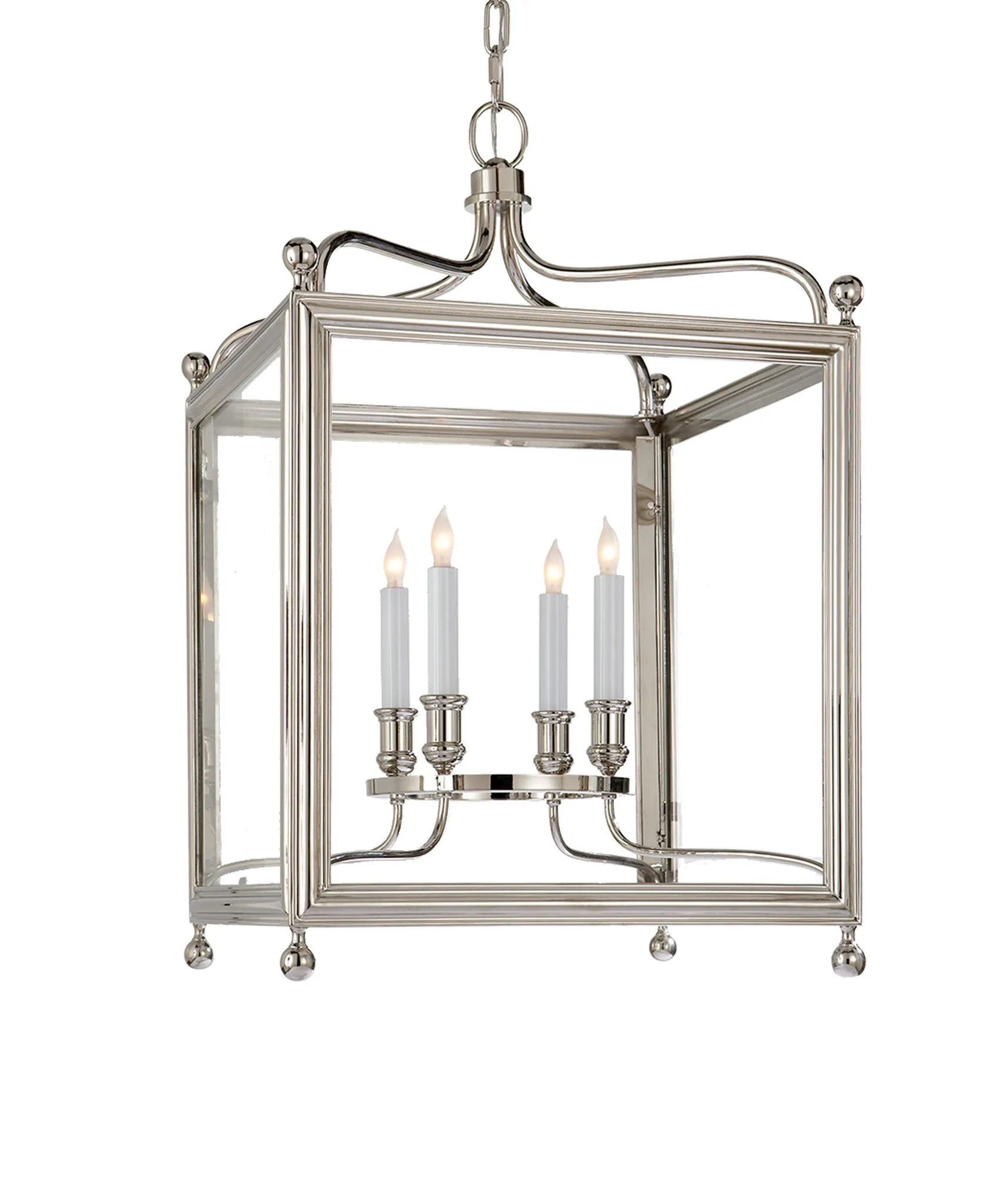 Medium Greggory Hanging Lantern, Polished Nickel