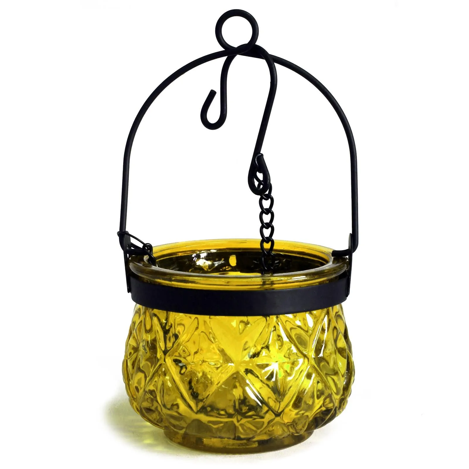 Moroccan Style Hanging Candle Lantern - Yellow