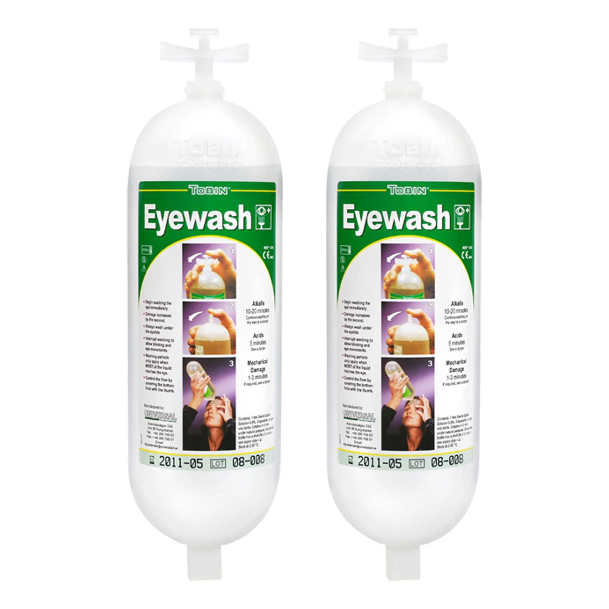 Safety Shower and Eye Wash Unit Replacement Bottles 2 x 1L Bottles