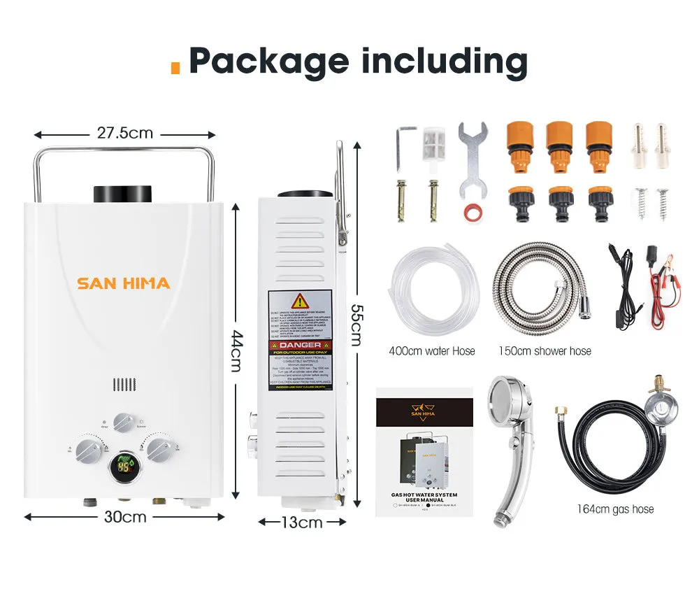 San Hima Portable Gas Hot Water Heater System 8L