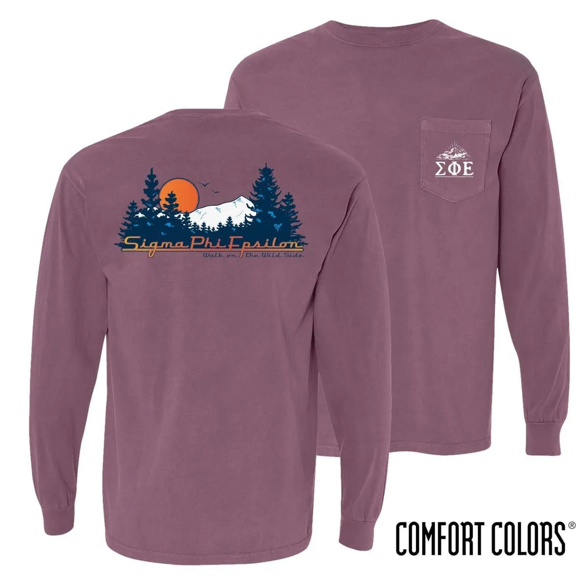 SigEp Comfort Colors Berry Retro Wilderness Long Sleeve Pocket Tee