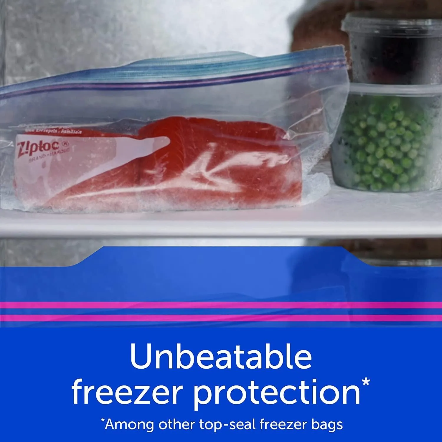 Ziploc Large Food Storage Freezer Bags, Grip 'n Seal Technology for Easier Grip, 60 Count.