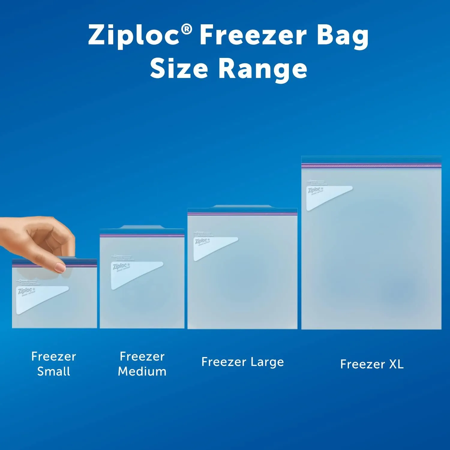 Ziploc Large Food Storage Freezer Bags, Grip 'n Seal Technology for Easier Grip, 60 Count.